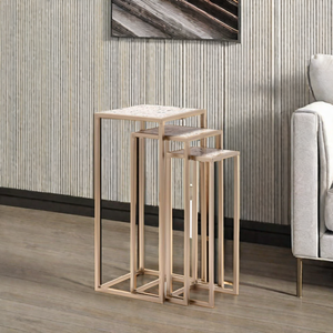 New Design Multipurpose Side <b>Table</b> <b>Set</b> of 3 Living Room Furniture with <b>Marble</b> Top Iron Frame for Home Bed Hotels Restaurants - Product Image 6