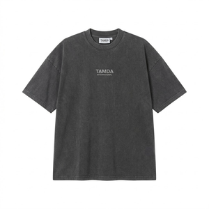 Camiseta de Felpa Francesa Gruesa para Hombre |   Camiseta de 220 GSM, 100% Algodón Peinado, Lavado Ácido, Estilo Vintage, Hombros Caídos, Corte Super Cuadrado, Estilo Hip Hop - Product Image 1