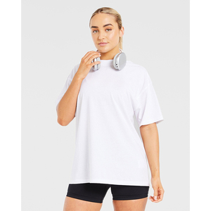 New Design Women <b>White</b> Crew Neck Short Sleeve Loose Fit Cotton T-Shirt With Black Shorts <b>Set</b> Casual Women Summer Wear - Product Image 4