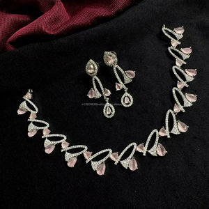 Classic American Diamond Bridal Jewelry <b>Set</b> Two-Piece <b>Necklace</b> <b>and</b> <b>Earrings</b> for Wedding Fashionable Classic Style - Product Image 1