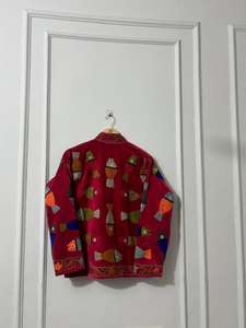 Chaqueta Bomber de Terciopelo Suzani Tejida y Transpirable, Hecha a Mano, Estilo Kimono Étnico Bohemio para Invierno y Festivales - Product Image 3