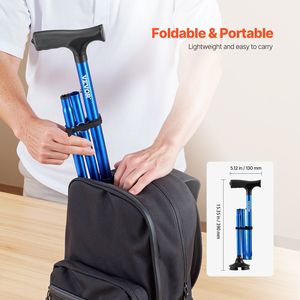 Bastón Plegable Ligero de Altura Ajustable en 8 Niveles para Hombres y Mujeres, Base Pivotante de 4 Puntas, Bastón para Caminar - Product Image 5