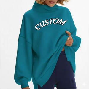 Sudaderas Personalizadas con Logotipo Frontal en Tela de Rizo, Ecológicas, Cuello Alto, para Hombre y Mujer, Servicio OEM al por Mayor - Product Image 4