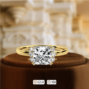 Anillo de Compromiso Solitario con Diamante Cultivado en Laboratorio Certificado por IGI de 1.5CT, Diseño de Tres Piedras Princesa, Oro Rosa de 14K, Minimalista, para Boda - Product Image 5