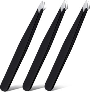 Ensemble de pinces à sourcils courbées en acier inoxydable sans soudure, étui en PU, pointes inclinées, pinces de précision durables pour une épilation classique - Product Image 6