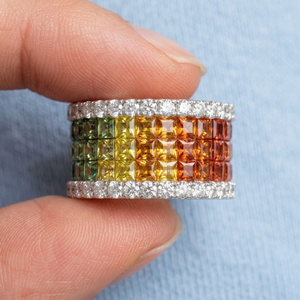 Handmade Fine Jewelry Special Design <b>Rainbow</b> Ring 18k Gold Real <b>Top</b> Quality Cross Band Ring Natural Diamond - Product Image 5