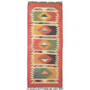 Lightweight and Foldable Hand Woven Jute-Woolen <b>Kilim</b> Rugs for Living Room Bedroom & Study - Product Image 2