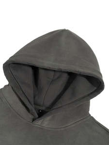 Sweat à capuche en molleton bouclette lourd 480 g/m² noir délavé effet craquelé, de luxe, vintage, uni, respirant - Product Image 2
