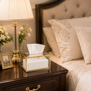 Vintage Glass Tissue <b>Box</b> Holder Antique Gold Metal Frame Decorative Tissue Case for Luxury Home Hotel Bedroom <b>Vanity</b> Décor - Product Image 4