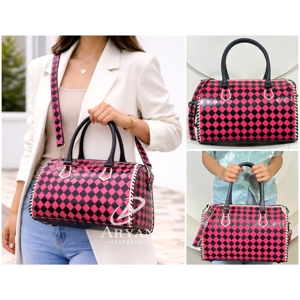 Bolsa de Viaje de Cuero a Cuadros Multifuncional Hecha a Mano, Gran Capacidad, Fabricante Mayorista, Bolsos de Moda para Mujer - Product Image 1