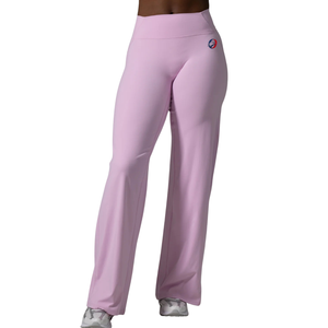 Pantalon large taille haute rose clair pour femme, extensible, idéal pour le yoga, l'entraînement, la gym, le fitness, la détente et les voyages - Product Image 1