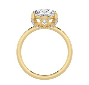 Bague solitaire éblouissante en or rose 10 carats avec diamant de laboratoire taille poire de 5,17 carats au total - Product Image 4
