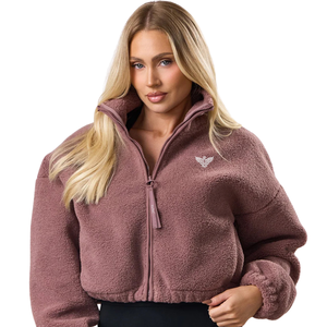 Veste polaire Sherpa courte unie personnalisée pour femme – Douce, chaude, demi-zip, pull décontracté, hiver, extérieur, confortable, pelucheuse, séchage rapide, coupe-vent - Product Image 1