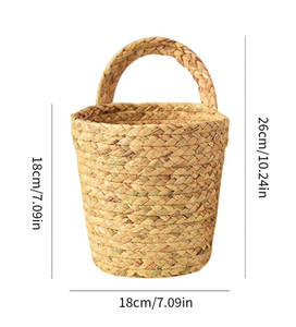 Pots de rangement au sol en jacinthe d'eau de style rétro, fabriqués au Vietnam, avec poignées, tissés à la main, écologiques - Product Image 6