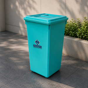 2026 Green Rectangular Wheeled Waste Bin With Lid Indoor <b>Outdoor</b> Recycling Use Modern Luxury Style Fiberglass Material - Product Image 1