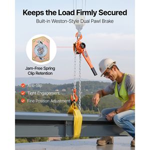 "10FT Heavy Duty Manual Lever Chain <b>Hoist</b> 1 1/2T 3300LBS Capacity G80 Alloy Steel Chain with Dual Pawl Mechanism" - Product Image 3