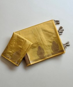 Sari en Soie Tussar Pure avec Bordure Nakashi, Tissage Jacquard Jari Élégant, Sari en Soie Fantaisie avec Bordure Nakashi, Sari de Créateur - Product Image 6