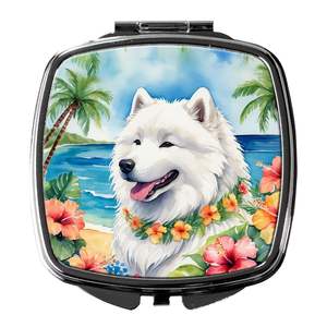 Samoyed Luau <b>Compact</b> Travel Makeup <b>Mirror</b> for Women Foldable Handheld Pocket Decorative <b>Mirror</b> Gift for Girls - Product Image 1