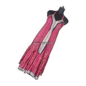 Bohemian New Summer Holiday Floral Vintage Sari Dress <b>Ladies</b> Elegant Dinner <b>Gown</b> Sleeveless Evening <b>Gowns</b> Women's Dress - Product Image 1