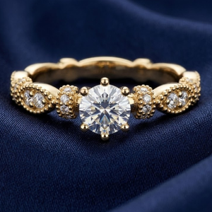 Anillo de Diamantes Solitario Redondo de Oro Amarillo de 14K para Mujer |   Anillo de Compromiso y Boda de 0.60TCW, Joyería Fina Elegante, Regalo Ideal - Product Image 4