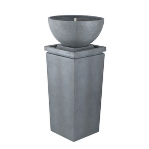 44.5\" Gray Polyresin Zen Bowl Outdoor Garden Water Fountain Relaxing <b>Bird</b> Bath and <b>Bird</b> Feeder for Lawn and <b>Backyard</b> - Product Image 2