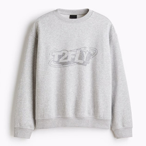 Unisex Crew Neck Regular Fit Knitted Cotton Pullover Sweatshirt Autumn Casual Letter Print Front - Product Image 1