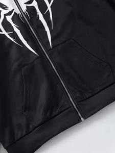 Custom Spider Graphic <b>Zip</b> Up Hoodie 100% Cotton Full <b>Zip</b> <b>Hooded</b> Sweatshirt Unisex Winter Streetwear Fashion - Product Image 3