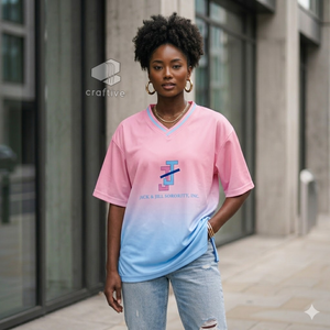Camiseta extragrande para mujer de Jack And Jill Of America, camiseta informal holgada de color rosa y azul con cuello en V, ropa universitaria griega para hermandades - Product Image 5