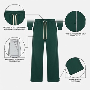 Men’s Custom Track Pants Loose Fit Casual <b>Joggers</b> with Contrast Piping Sportswear Street wear <b>Trousers</b> Wholesale Custom Logo - Product Image 4