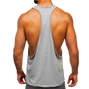 Men's Gray Hollow Back Tank Top O-Neck Knitted Printed 100% Polyester Casual Breathable Solid Color Muscle Fit Sleeveless <b>Vest</b> - Product Image 1