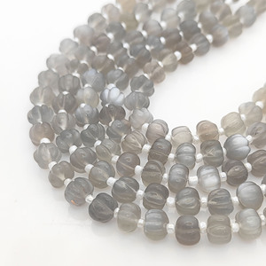 Perles en vrac de quartz naturel en forme de melon, perles de citrouille sculptées en pierre de lune grise de 5 à 7 mm pour la fabrication de bijoux, vente en gros - Product Image 6