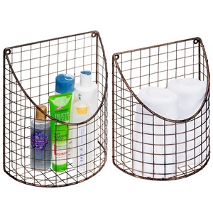 Panier de rangement en métal antirouille avec poignées en bois pour le rangement sur le comptoir de cuisine - Product Image 5