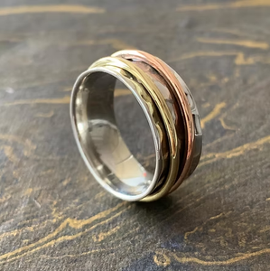 Wide Band 925 <b>Silver</b> <b>Spinner</b> <b>Ring</b> (6.2 Grams) With Customized Design for Unisex Daily Wear Best For Gifts - Product Image 3