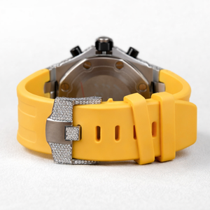 Reloj de hombre de moda con moissanita, diamantes de zafiro y cristal de 41 mm, chapado en oro, de acero inoxidable, semirrevestido de diamantes, el más vendido. - Product Image 5