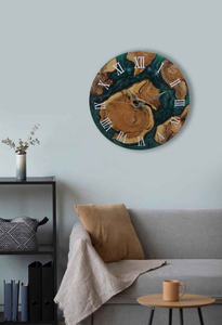Handmade Designer Epoxy Resin Single Face Wall <b>Clock</b> Needle Display Quartz Movement Modern Design Wooden Frame <b>Battery</b> Powered - Product Image 2