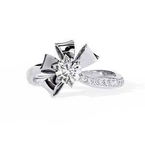 Unique Design Round Cut Moissanite Bow Shank <b>Ring</b> For Women's 925 Silver With Rhodium Fine Surprise Gift For Lovers Charm - Product Image 4