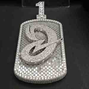 Pendentif personnalisé serti de diamants avec un numéro, en argent sterling 925 plaqué, diamant de laboratoire, bijoux hip-hop - Product Image 1