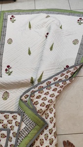 Cotton Hand Block Printed <b>Quilt</b> Artisan Crafted Reversible Bedding Blanket Decorative <b>Bedspread</b> Export Supplier India - Product Image 2