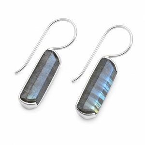 Boucles d'oreilles pendantes en argent sterling 925 faites à la main, forme goutte d'eau, labradorite, pierre précieuse naturelle à reflets bleus, boucles d'oreilles pendantes tendance, cadeau de mode - Product Image 5
