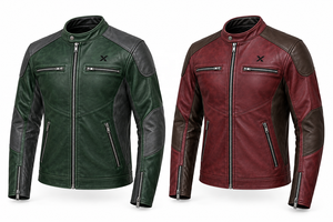 Chaqueta de Motociclista de Cuero OEM Café |   Negro Cognac, Verde Borgoña |   Fabricante OEM ODM |   Diseño de Calidad Premium | - Product Image 5