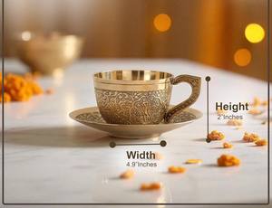 Tasses à thé en laiton très demandées, artisanales traditionnelles, vaisselle en laiton massif, design durable et élégant pour le thé - Product Image 3