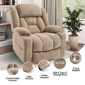 Poltrona Reclinabile Elettrica per Anziani con Funzioni Massaggio e Riscaldamento, Poltrona in Pelle per il Massimo Comfort in Soggiorno - Product Image 6