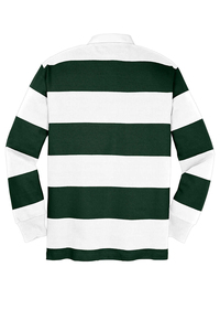 Polo de Rugby Personalizado con Logotipo, 100% Algodón, Rayas Verdes y Blancas, Clásico, Manga Larga para Hombre - Product Image 6