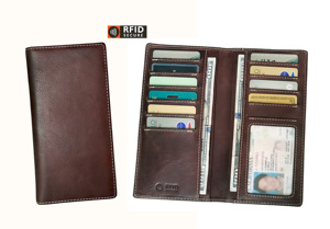 [Retail Price][In Stock] Castello Unisex Cowhide Vegetable Tanned Leather <b>RFID</b> Long <b>Wallet</b> Black Brown - Product Image 5