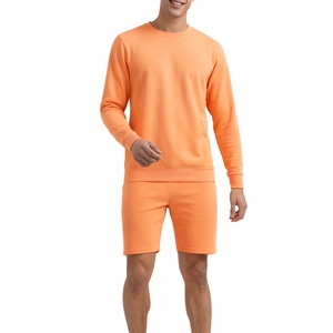 Ensemble de survêtement décontracté pour homme en molleton uni à col rond, respirant et confortable, idéal pour la détente et les activités sportives - Product Image 1