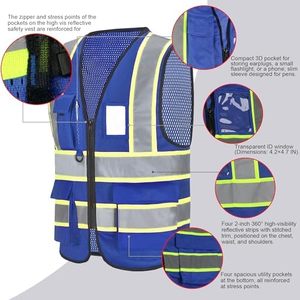 เสื้อกั๊กนิรภัย ANSI Class 1 EN ISO 20471 Class 1 สะท้อนแสงมองเห็นได้ชัดเจน สำหรับงานอุตสาหกรรม มีกระเป๋า  รับสกรีนโลโก้ - Product Image 2