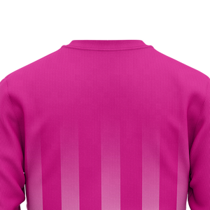 เสื้อสเวตเชิ้ตคอกลมลายทางสีชมพูสดสำหรับผู้ชาย พิมพ์โลโก้ที่แขนเสื้อได้ตามต้องการ เสื้อพูลโอเวอร์แขนยาว เสื้อทีมสำหรับฝึกซ้อม เสื้อกันหนาวสำหรับฤดูหนาว ขายส่ง - Product Image 5