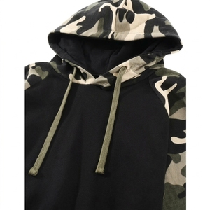 Sudadera con Capucha de Camuflaje para Mujer, Negra, Corta, Informal, de Otoño, de Manga Larga, Tejida, 100% Algodón, Transpirable - Product Image 3