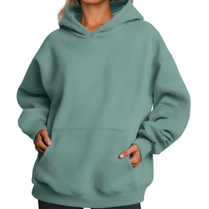 Sudadera con Capucha Extra Grande de Algodón Personalizada para Mujer, Hombros Caídos, Color Sólido, Manga Larga, Ropa al por Mayor - Product Image 4