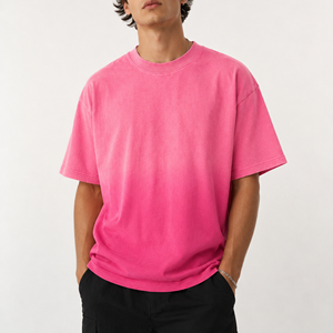 เสื้อยืดทรงบ็อกซี่ขนาดใหญ่พิเศษ คุณภาพสูง 240 GSM สีชมพูไล่เฉดแบบวอช สไตล์สตรีทแวร์ สามารถสั่งทำได้ - Product Image 1